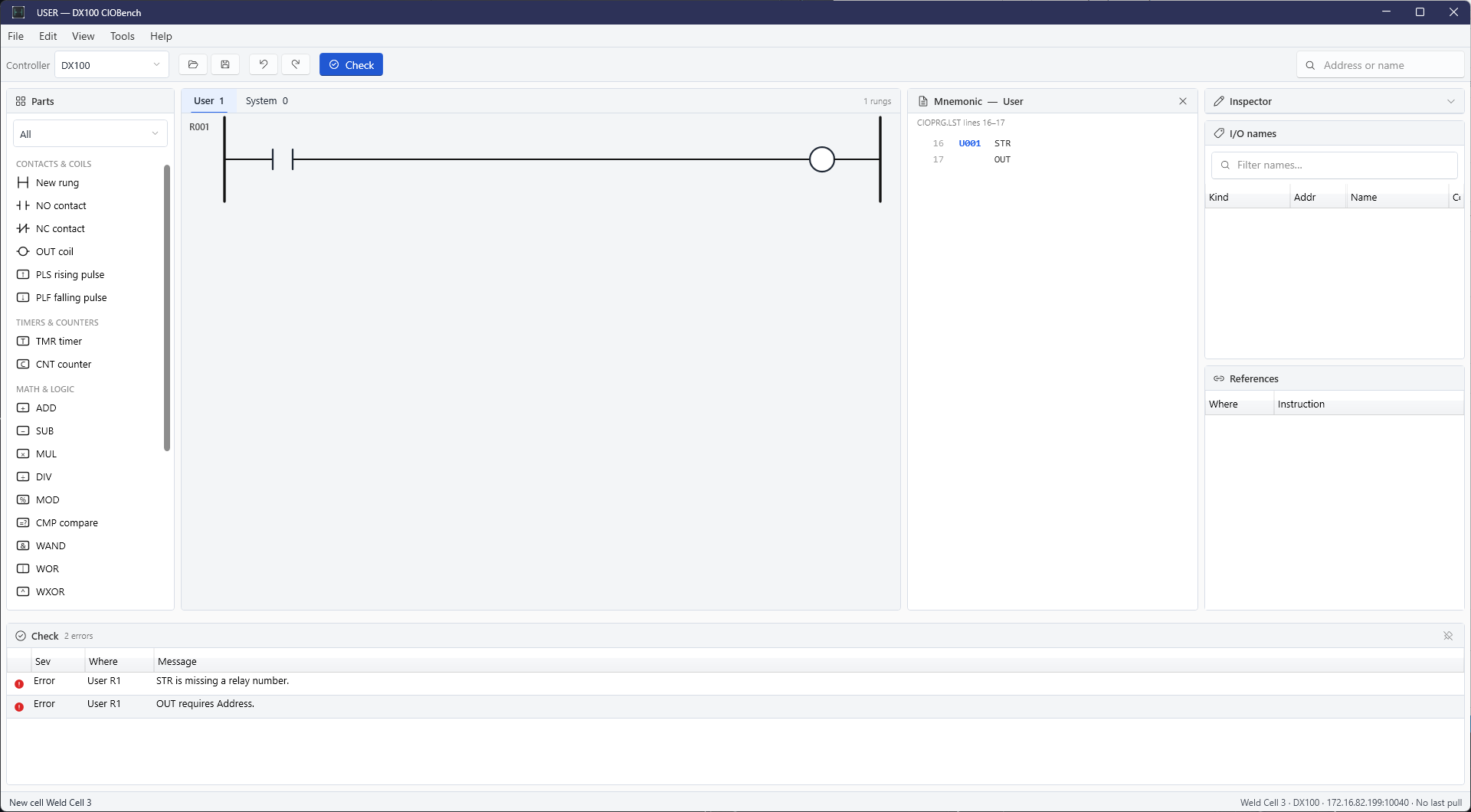 Empty cell with Check errors