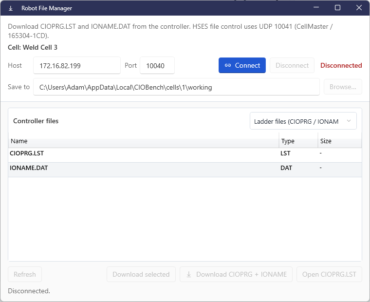 File manager disconnected