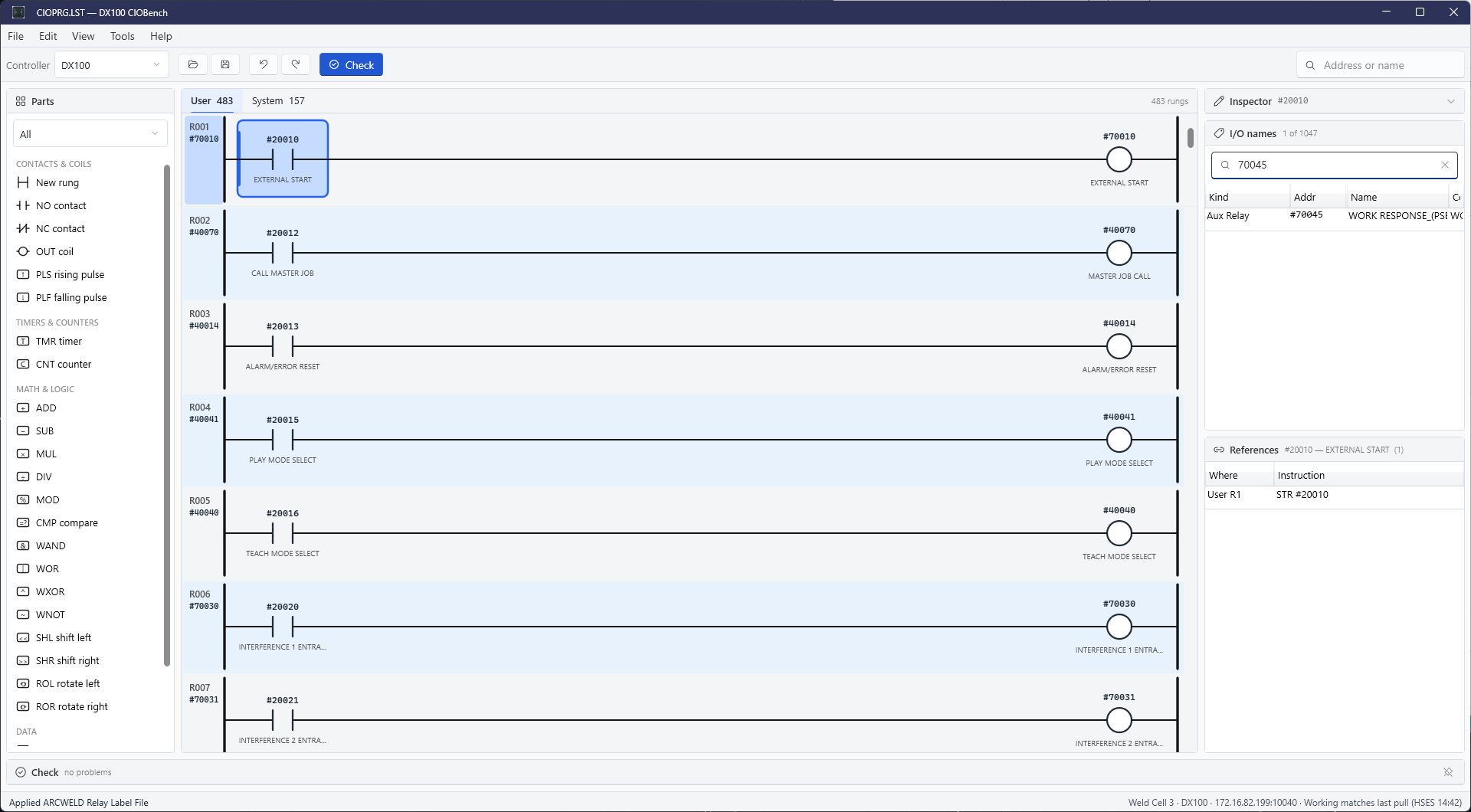 Names filter on 70045