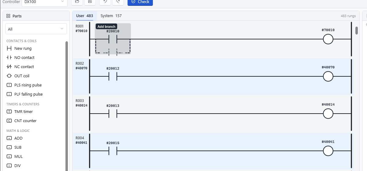 NO contact dragged over the lower band of #20010: Add branch